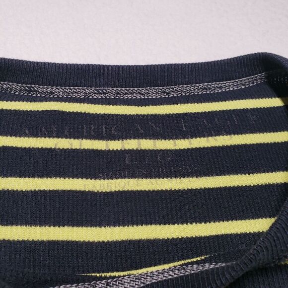 American Eagle Shirt Mens Large Blue Striped Waffle Thermal Long Sleeve Grunge - Picture 3 of 16